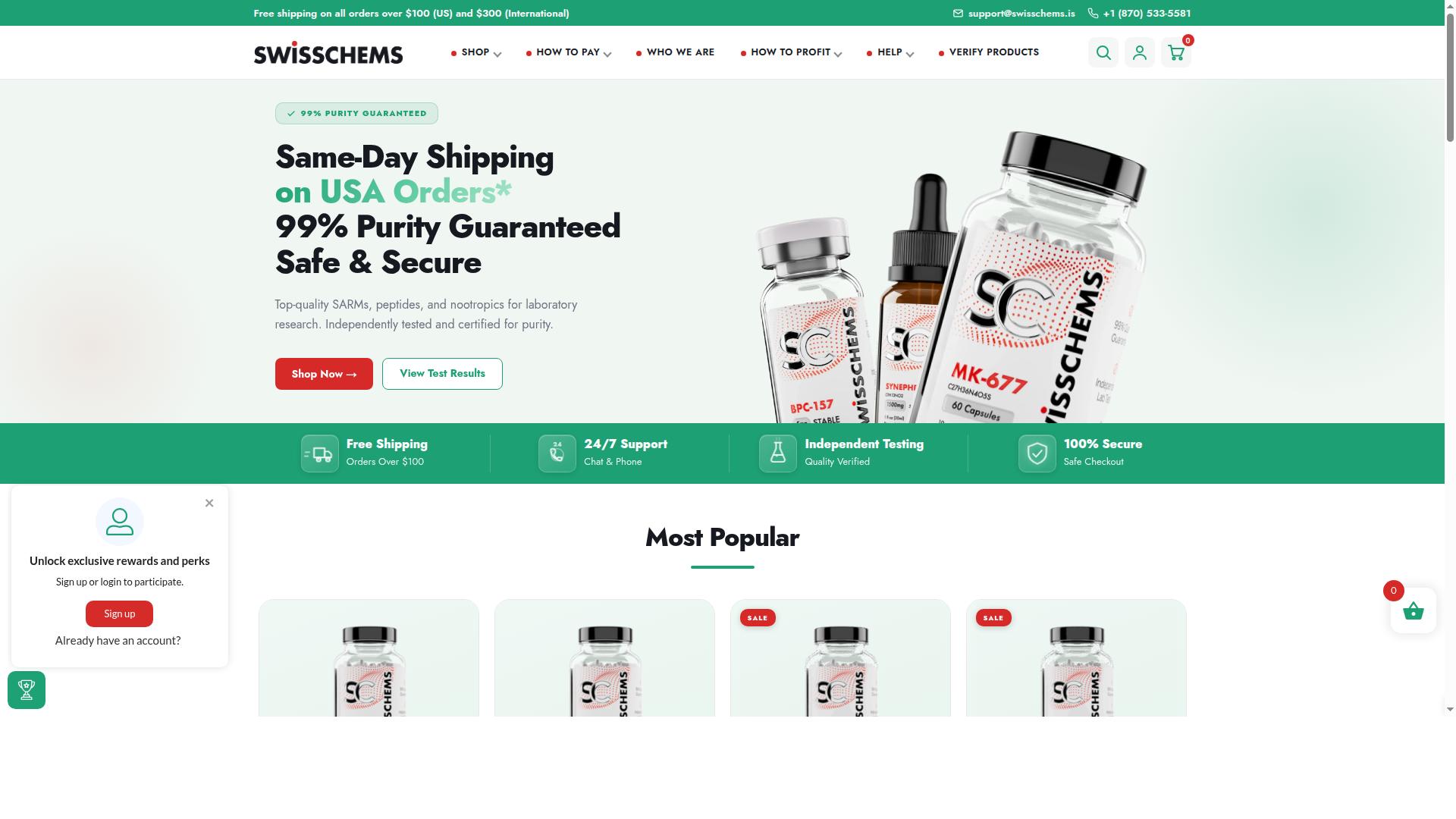 Swiss Chems website